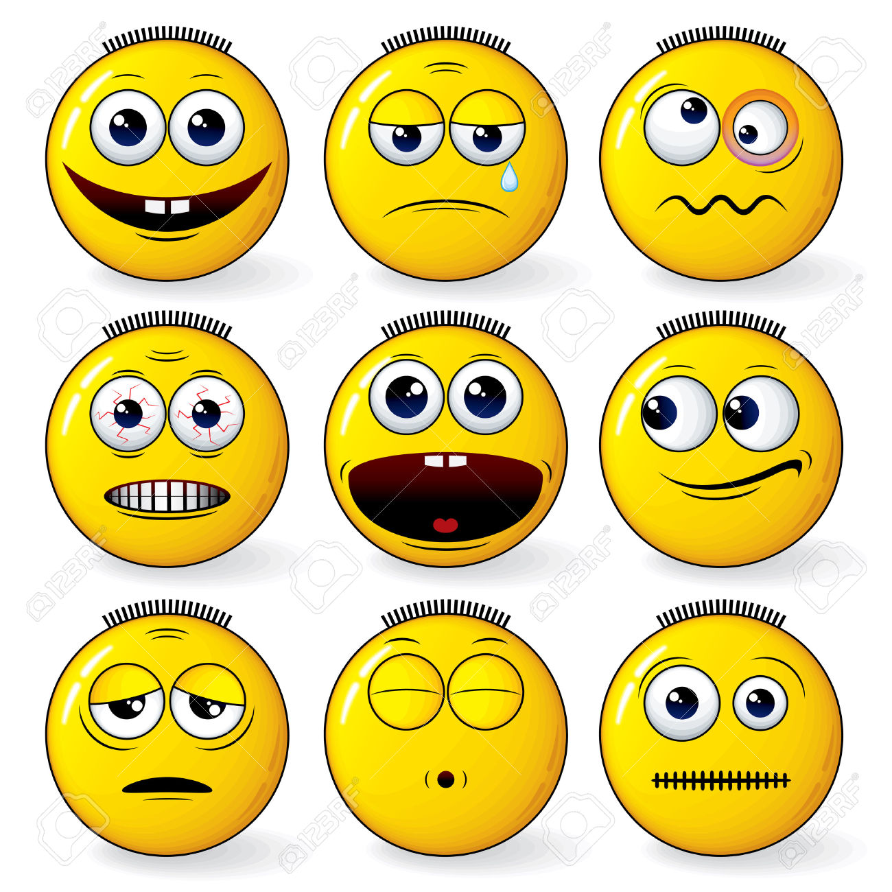 Set of cool yellow smiley 