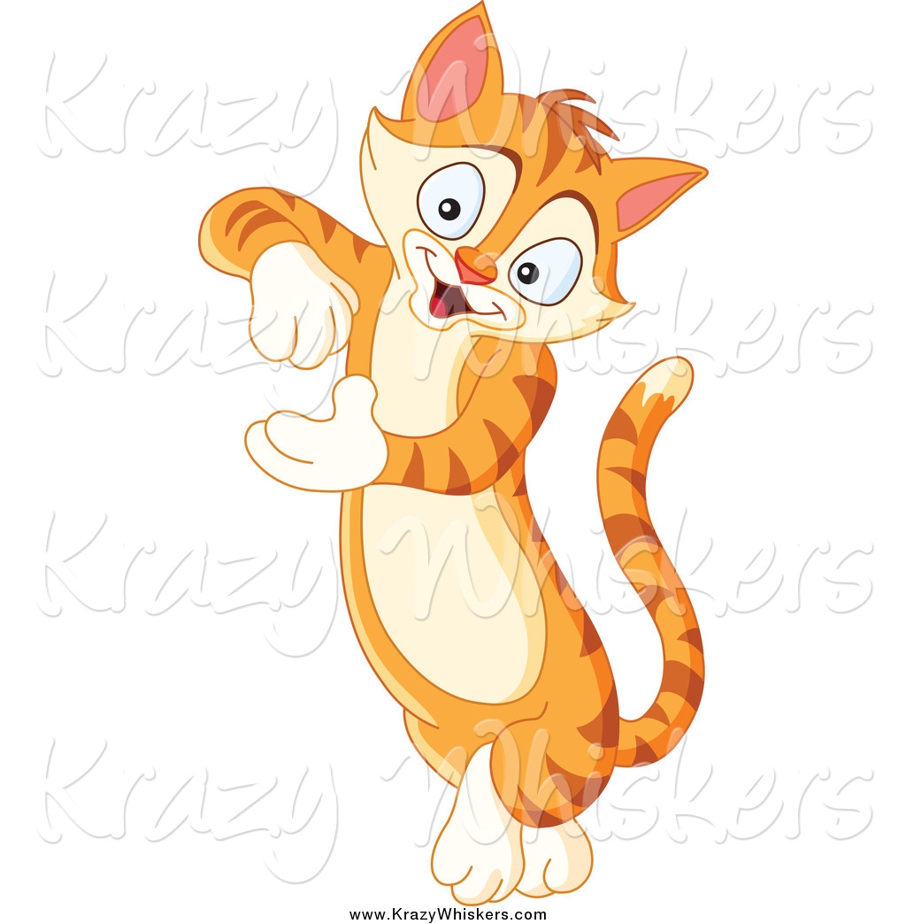 Critter Clipart of a Cute Ginger Tabby Cat Leaning and Presenting