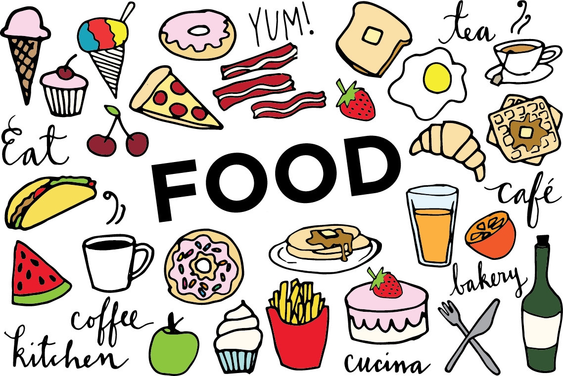 Food Clip Art Hand drawn clip art food collage sheet