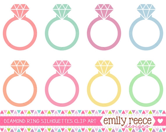 DOLLAR SALE Diamond Ring Engagement Silhouette Diamond Cute Clip