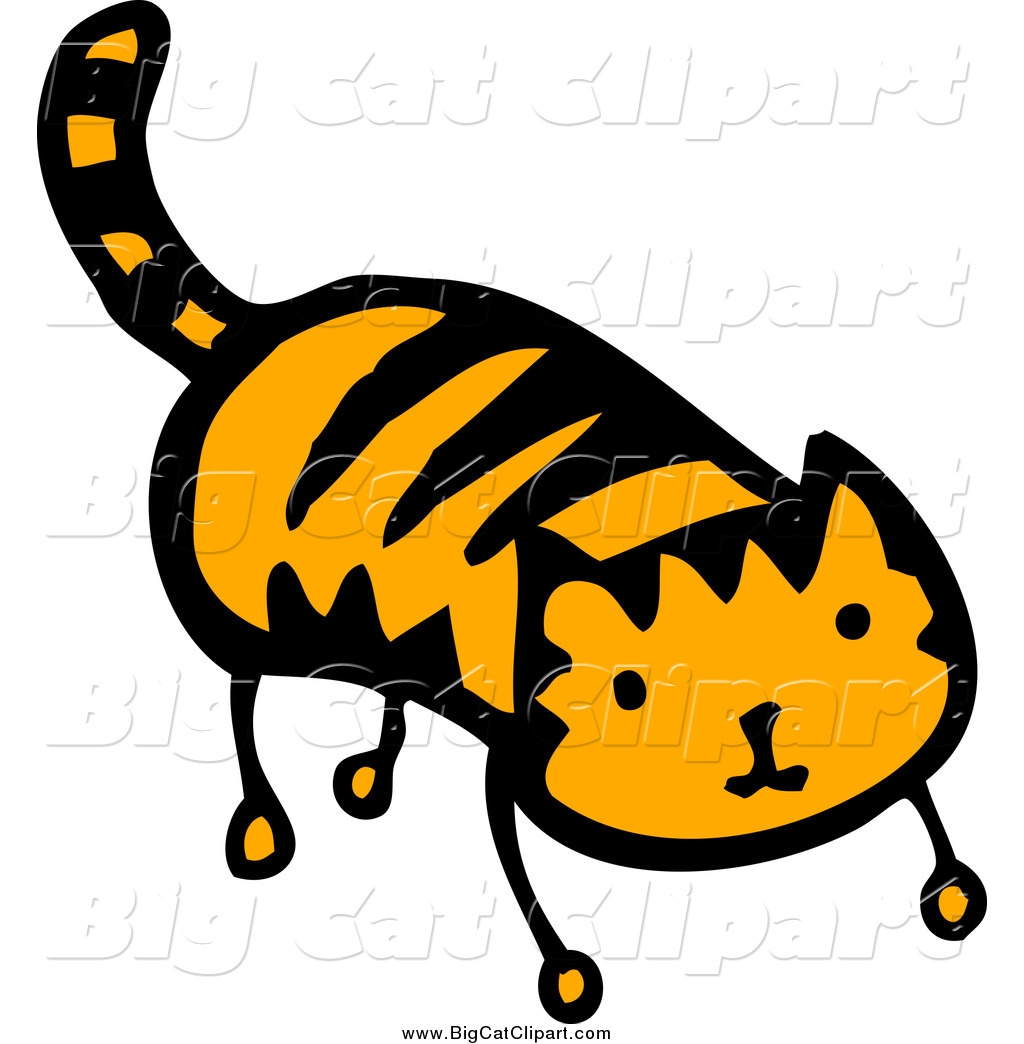 Big Cat Cartoon Vector Clipart of a Tiger Ginger Cat by