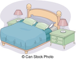 Double bed Illustrations and Clipart