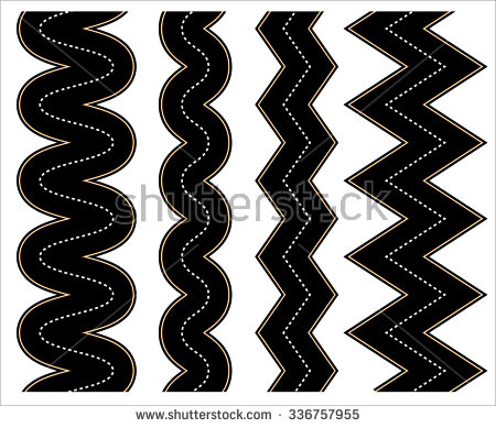 Set of wavy, zigzag roads on ...