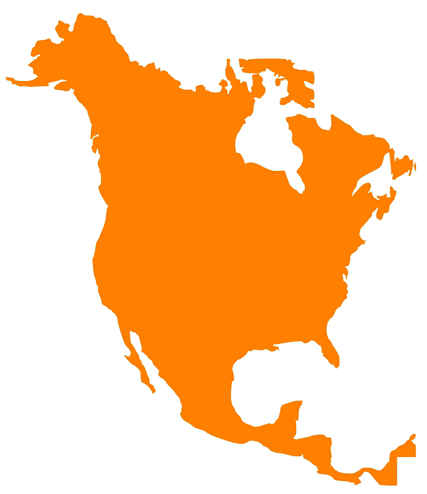 Map, North America, Continent