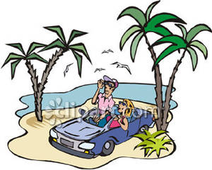 Man and Woman In a Blue Car on ...