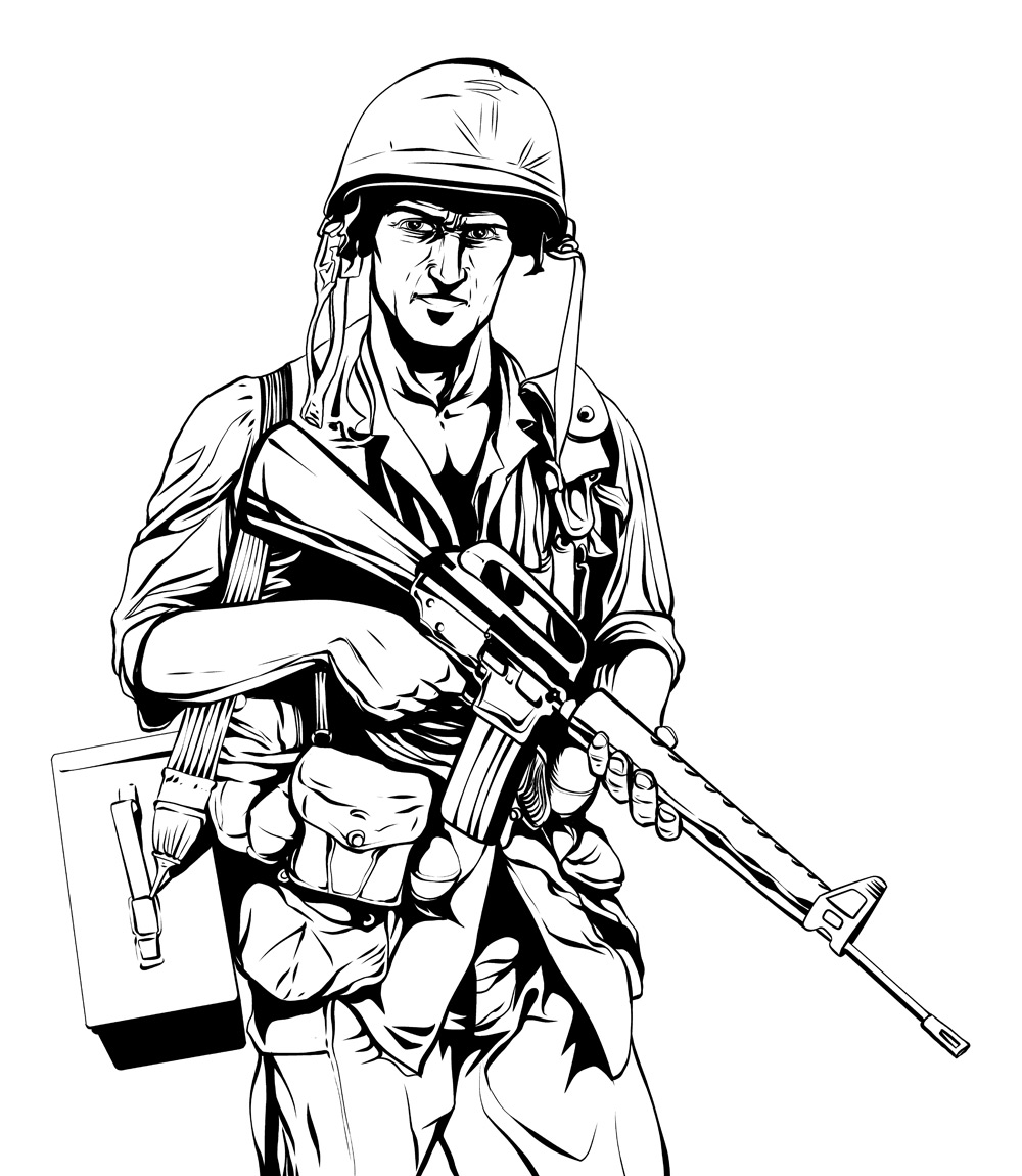vietnam war soldier colouring ...
