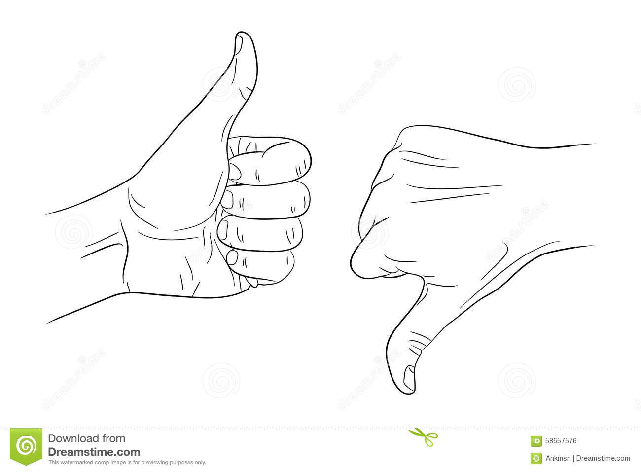 Thumb up thumb down outline 