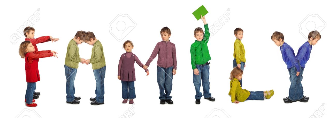 boy and girl making word ...