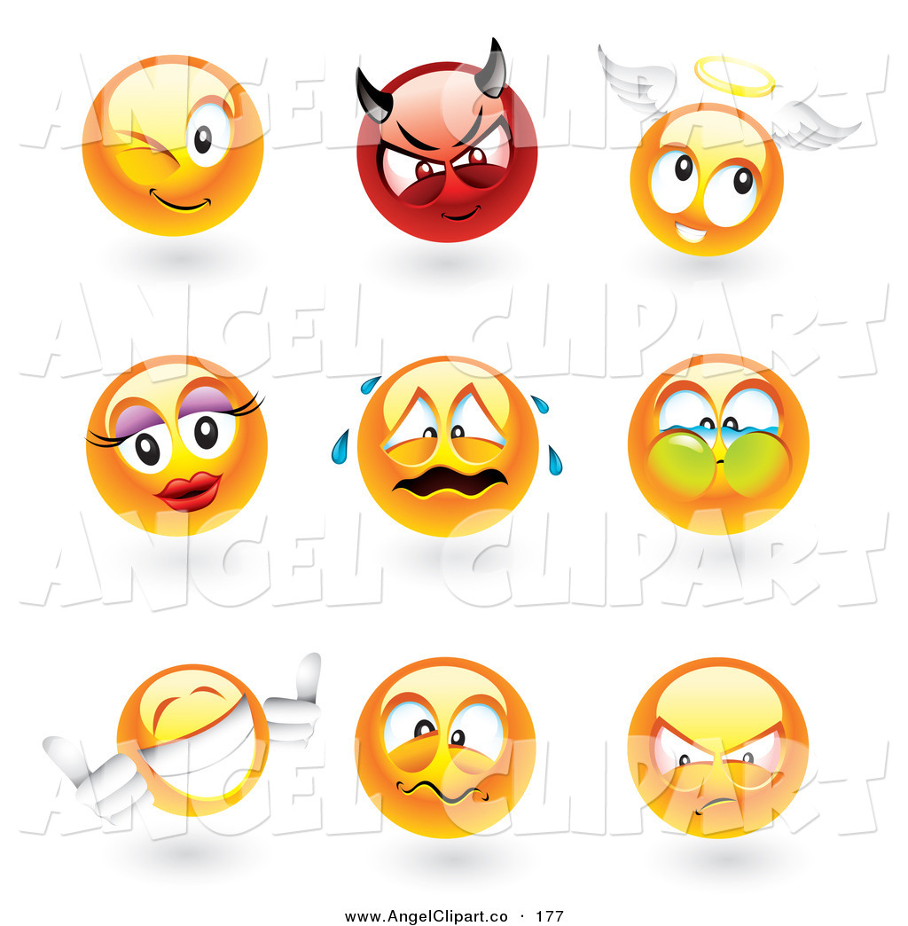 Digital Set of 9 Emoticon 