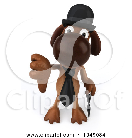 3d English Dog Holding A Thumb 