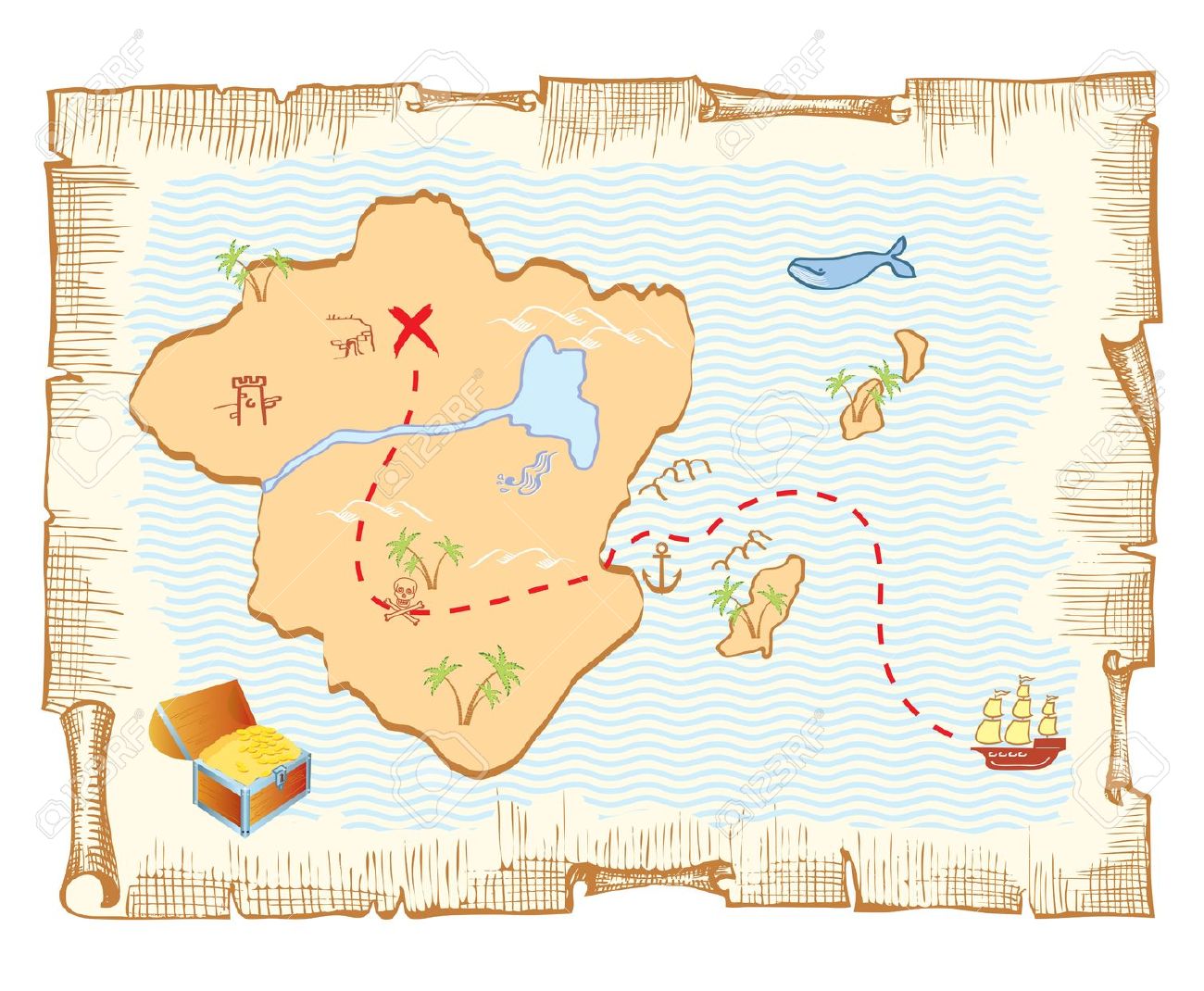 Treasure map. Vector old paper ...