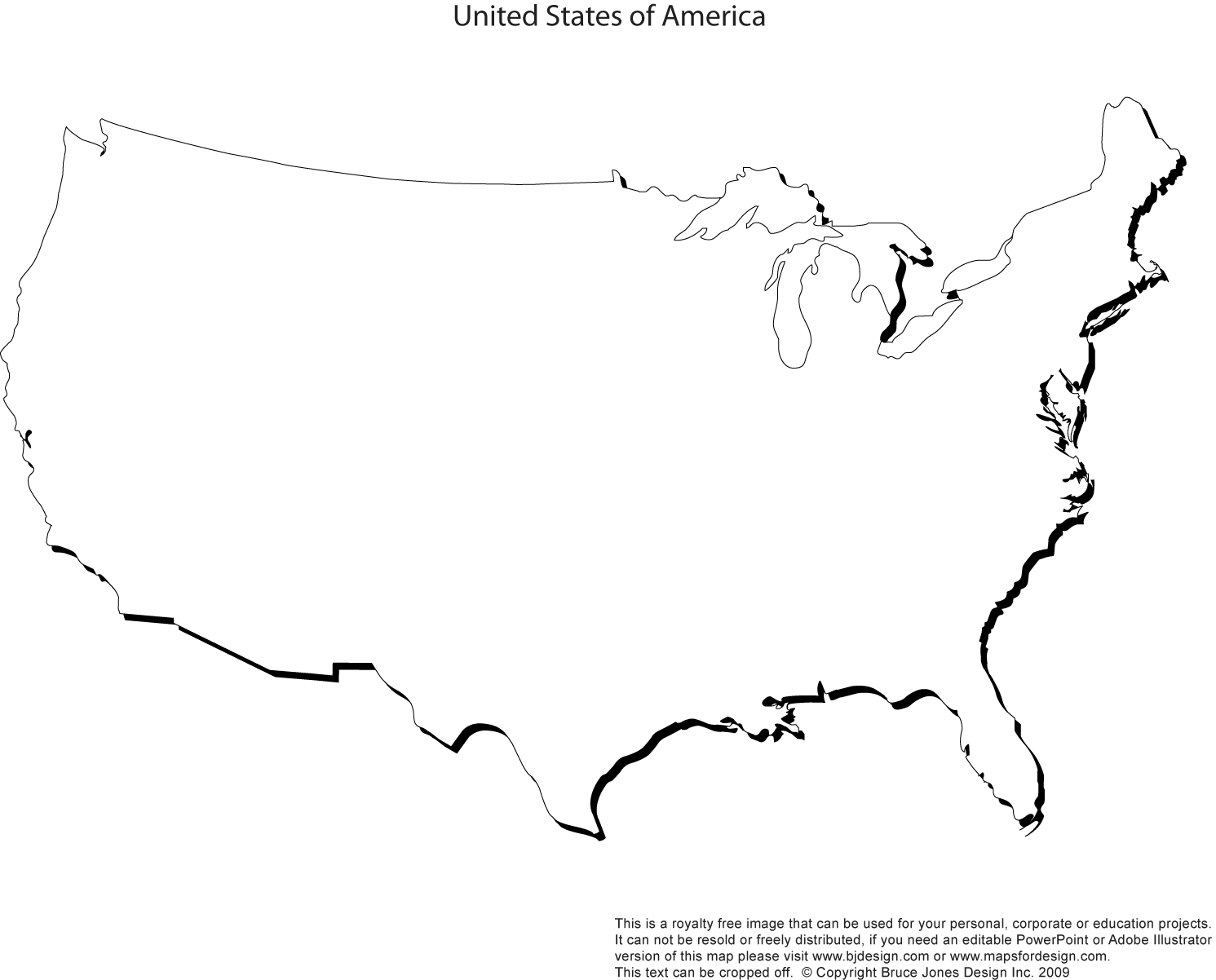 USA Outline printable blank ...