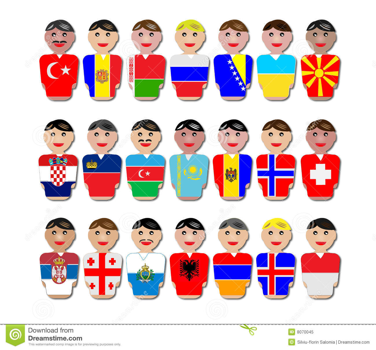 People and flags from Europe .