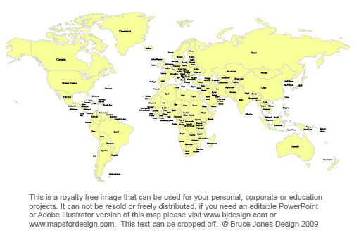 World mercator projection map, ...