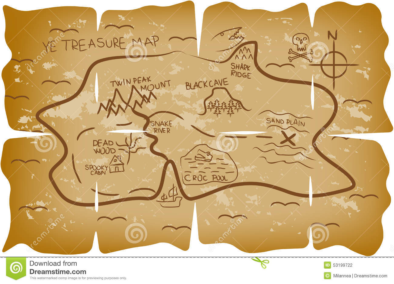 Illustrated pirate treasure ...