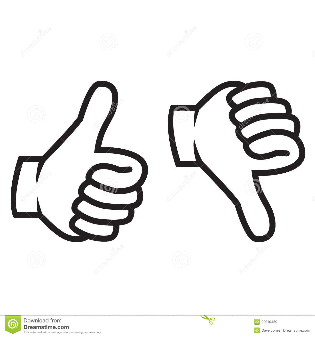 Thumbs up and down gesture