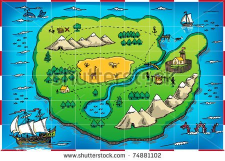 Old parchment with pirate map