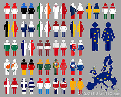 European citizens and flags.