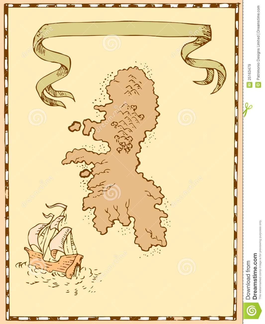 Map Treasure Island Tall Ship