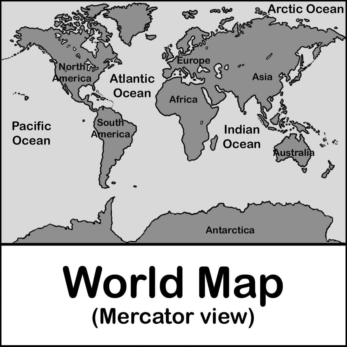 World Map Black And White ...
